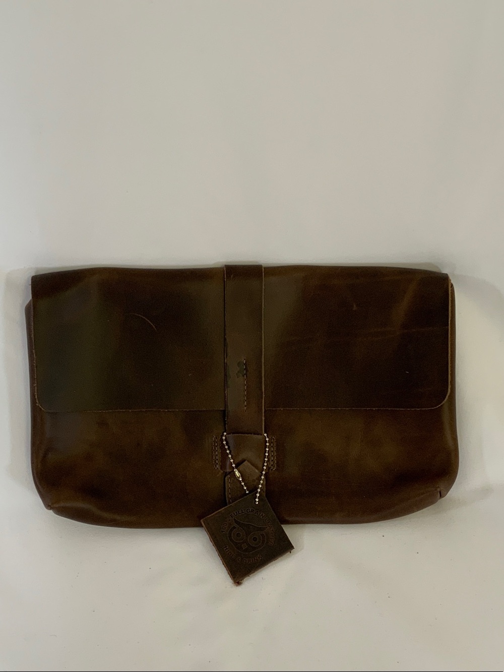 Leather Clutch Bag in Dark Brown - Unbranded